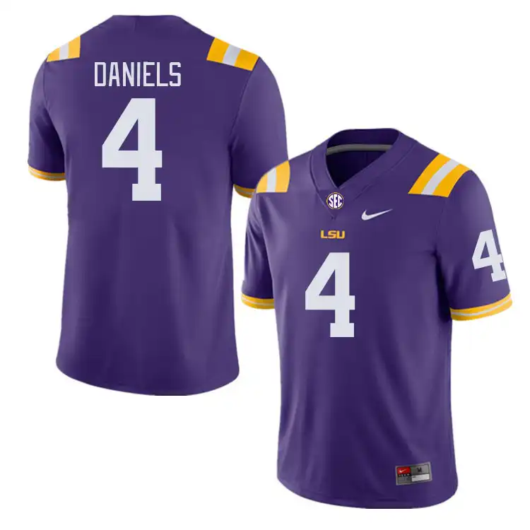 Men's LSU Tigers CJ Daniels #4 Purple NCAA Football Jersey